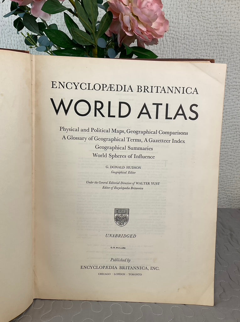 Vintage Encyclopaedia Britannica World Atlas Illustrated Rare Geographic