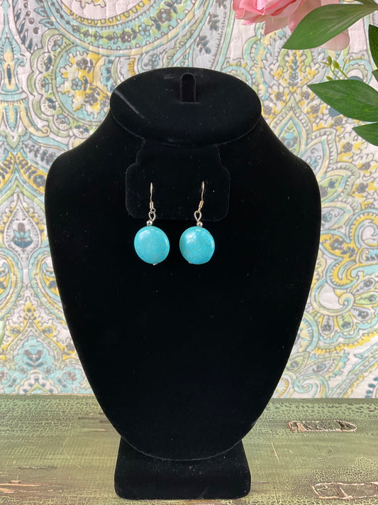 Sterling Silver Oval Turquoise Earrings, MARKED 925