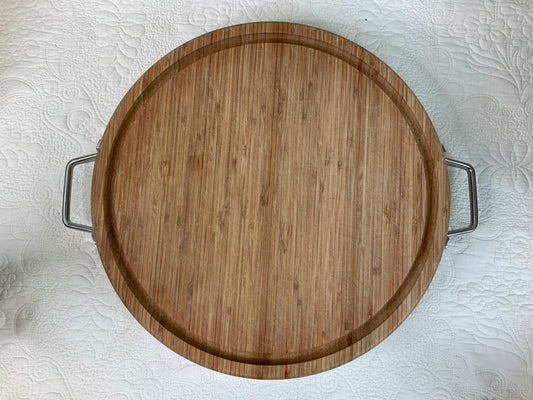 Wooden Charcutertie Serving & Cutting Board with Handles, Reversible