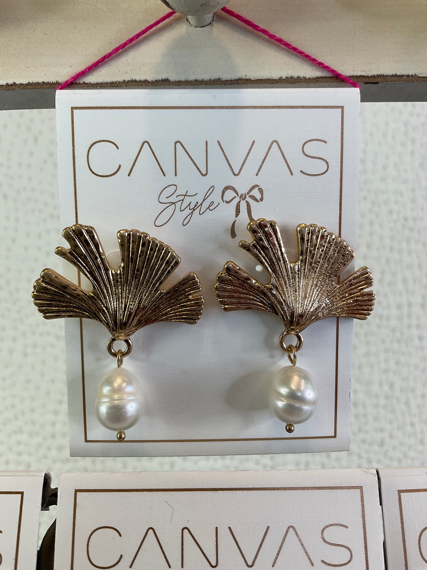 Canvas Style Gold Tone Earrings, Sold Separately