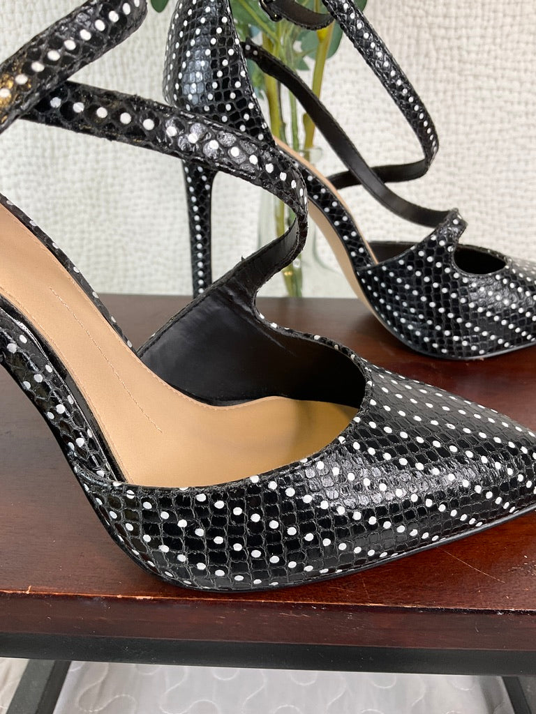Gianni Bini Black & White Polka Dot Heels, Size 8 M