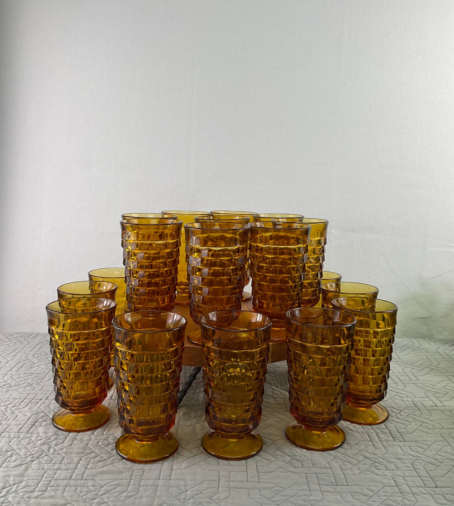 Vintage Amber Footed Indiana Glass, SOLD SEPARATELY