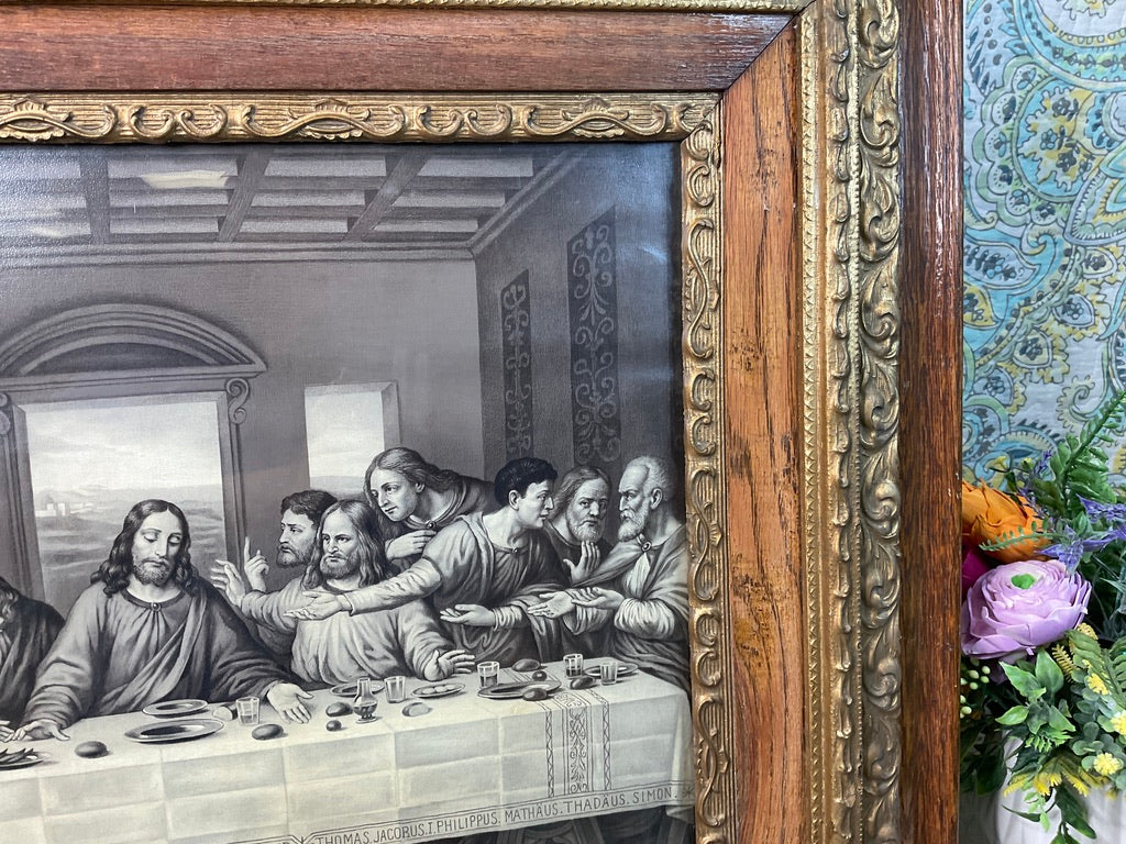 Vintage "The Last Supper" Print In Wooden Frame