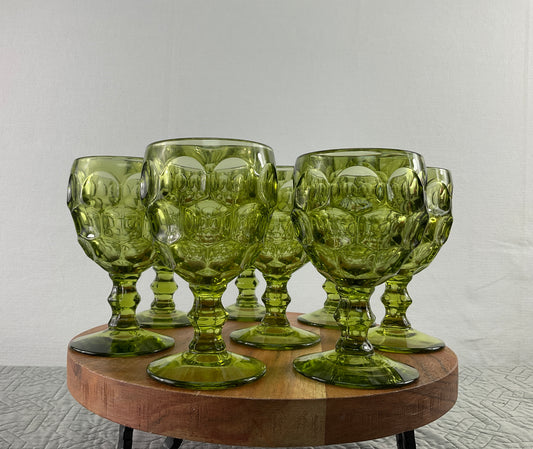 Mid Century Provincial Green Goblets, SOLD SEPARATELY