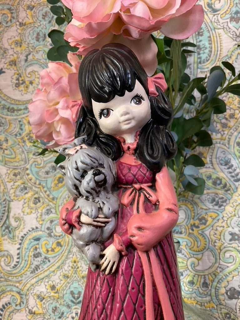 Vintage Musical Ceramic Doll w/ Dog