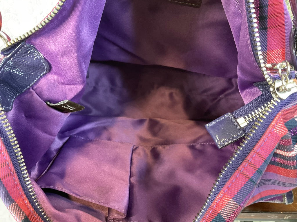 Coach Purple Poppy Tartan Shoulder Bag