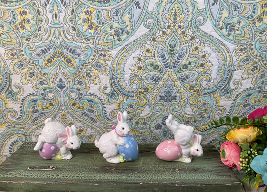 Playful Easter Bunny Figurine Set, 3 pc