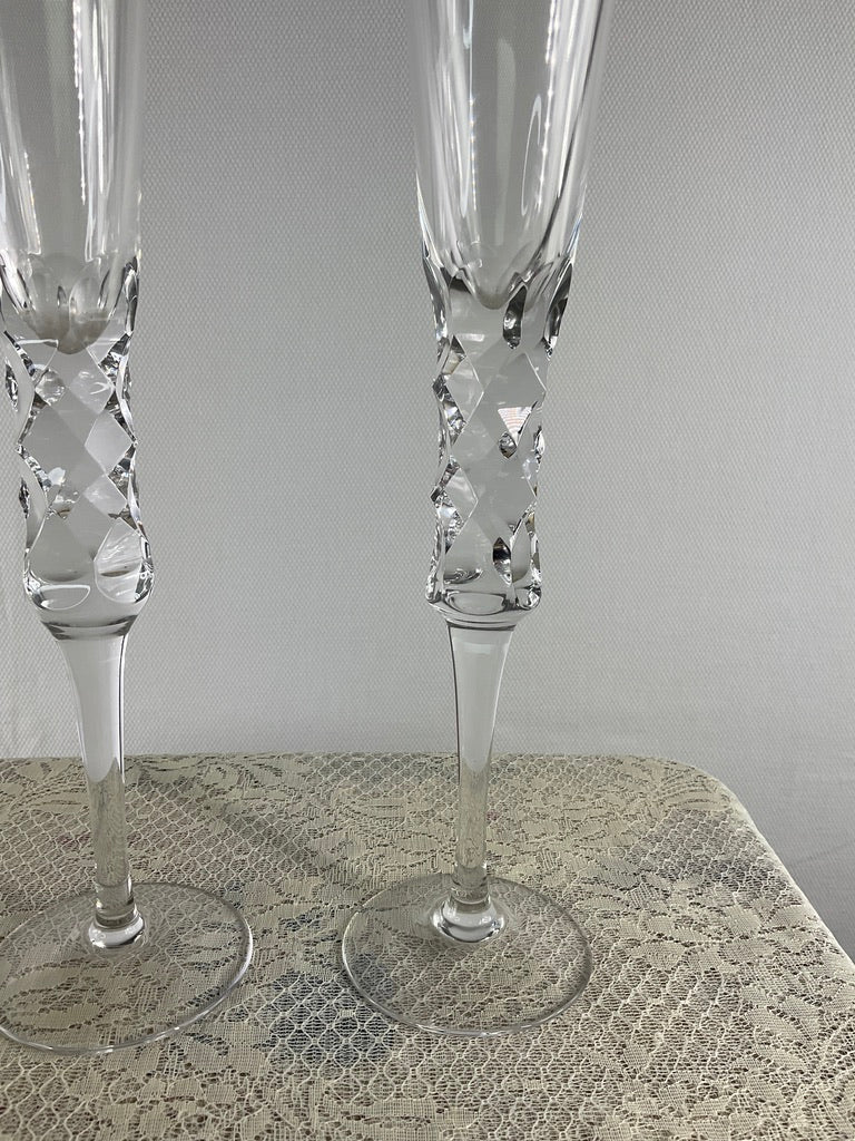 Tall Crystal Champagne Flute Glass, 2 Pc