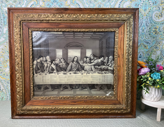Vintage "The Last Supper" Print In Wooden Frame
