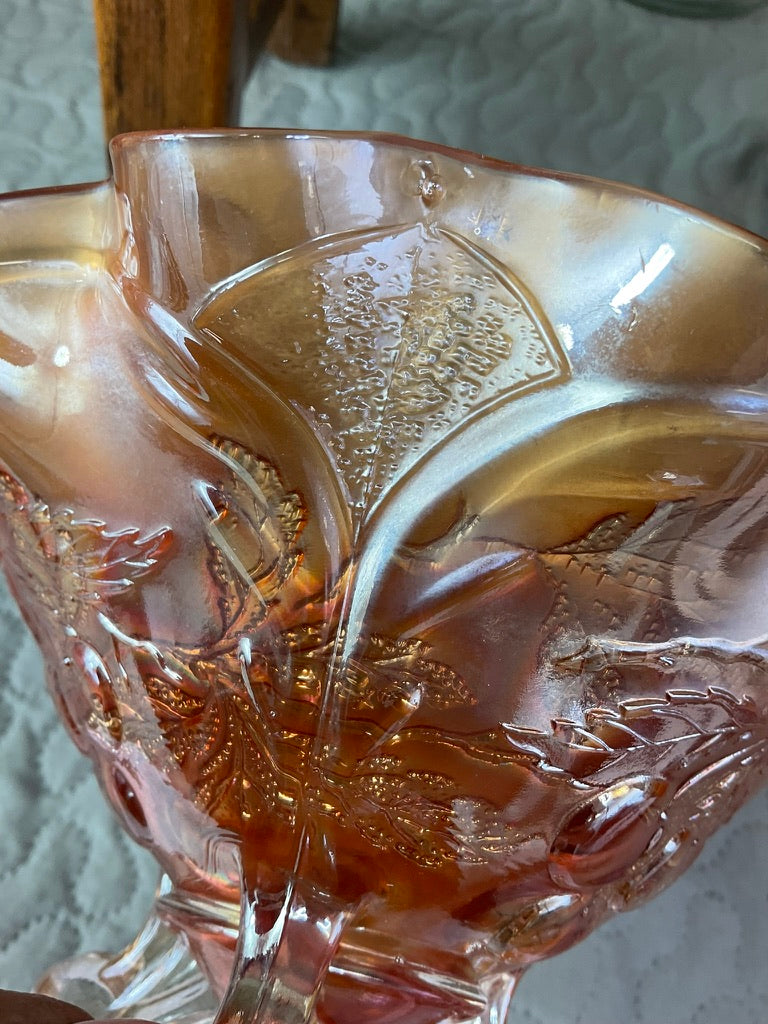 Vintage Carnival Glass Footed Bowl