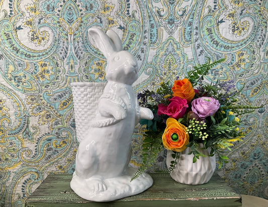 Williams Sonoma White Ceramic Bunny Vase