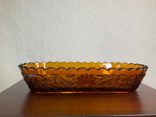 Vintage Tiara Exclusive Indiana Glass Amber Oblong Serving Bowl