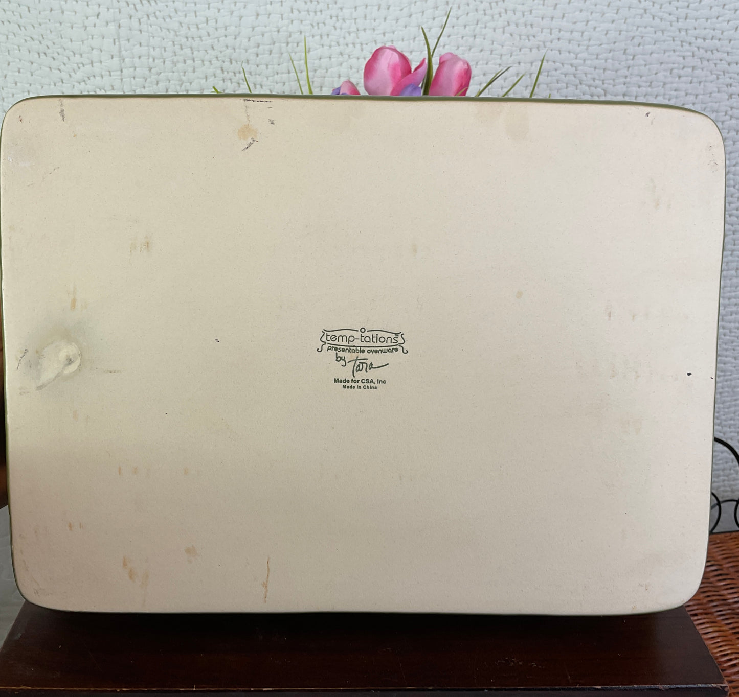 Vintage Temp-Tations Green Embossed Casserole Ovenware, Sold Separately