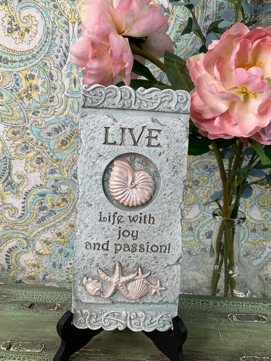 'Live Life with Joy and Passion' Seashell Wall Decor