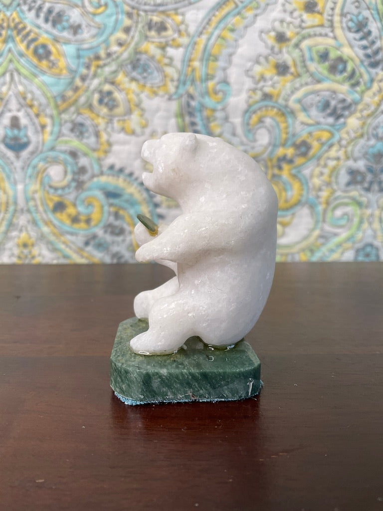 Star Marble Stone Carving, Polar Bears 2 Pc