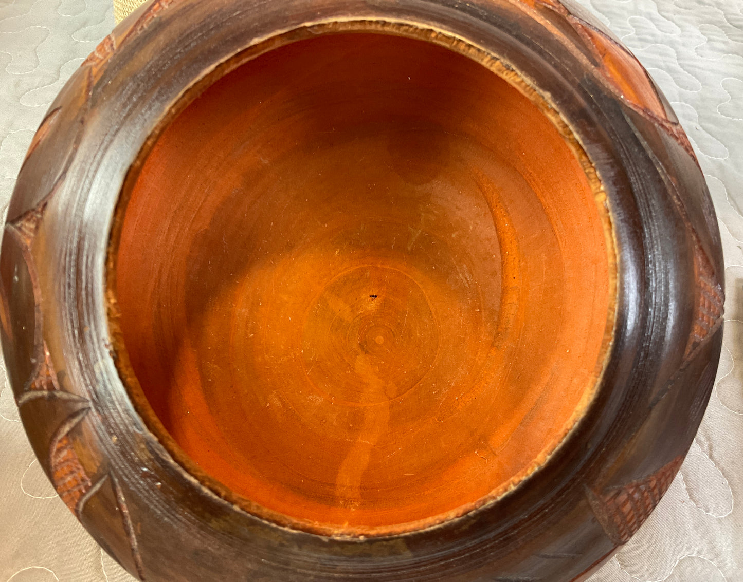 Carved Wood Jar/Urn with Lid