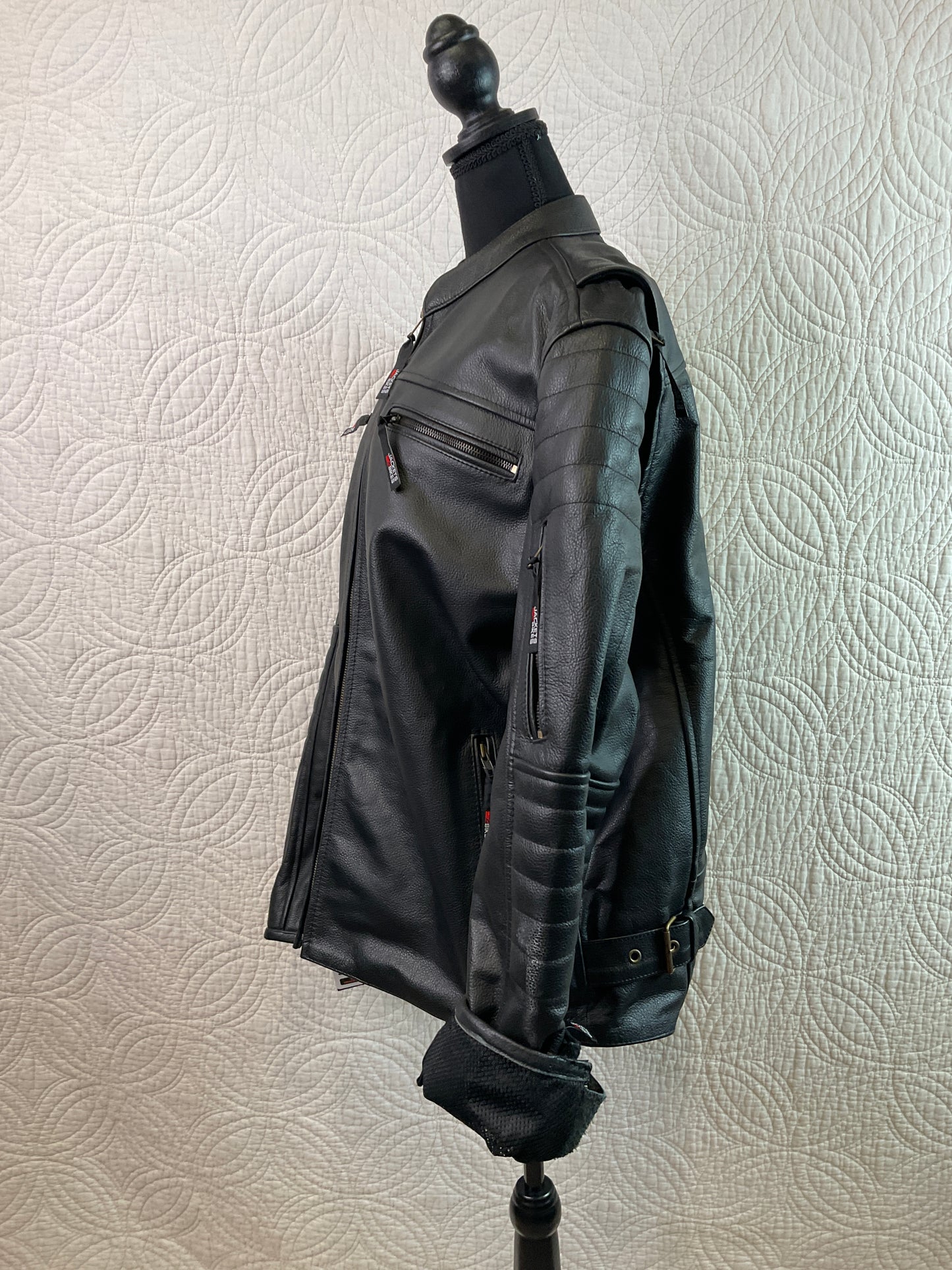 Men's REVOLT Natural Premium Buffalo Leather Motorcycle Jacket, Size XL