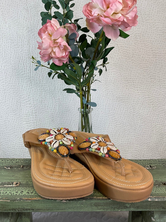 Siketu Women's Platform Thong Boho Sandals, Size 38