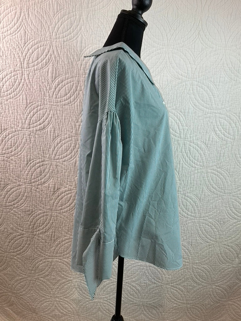 Zara Trafaluc Collections Green Maxi Button Up Shirt, Size L