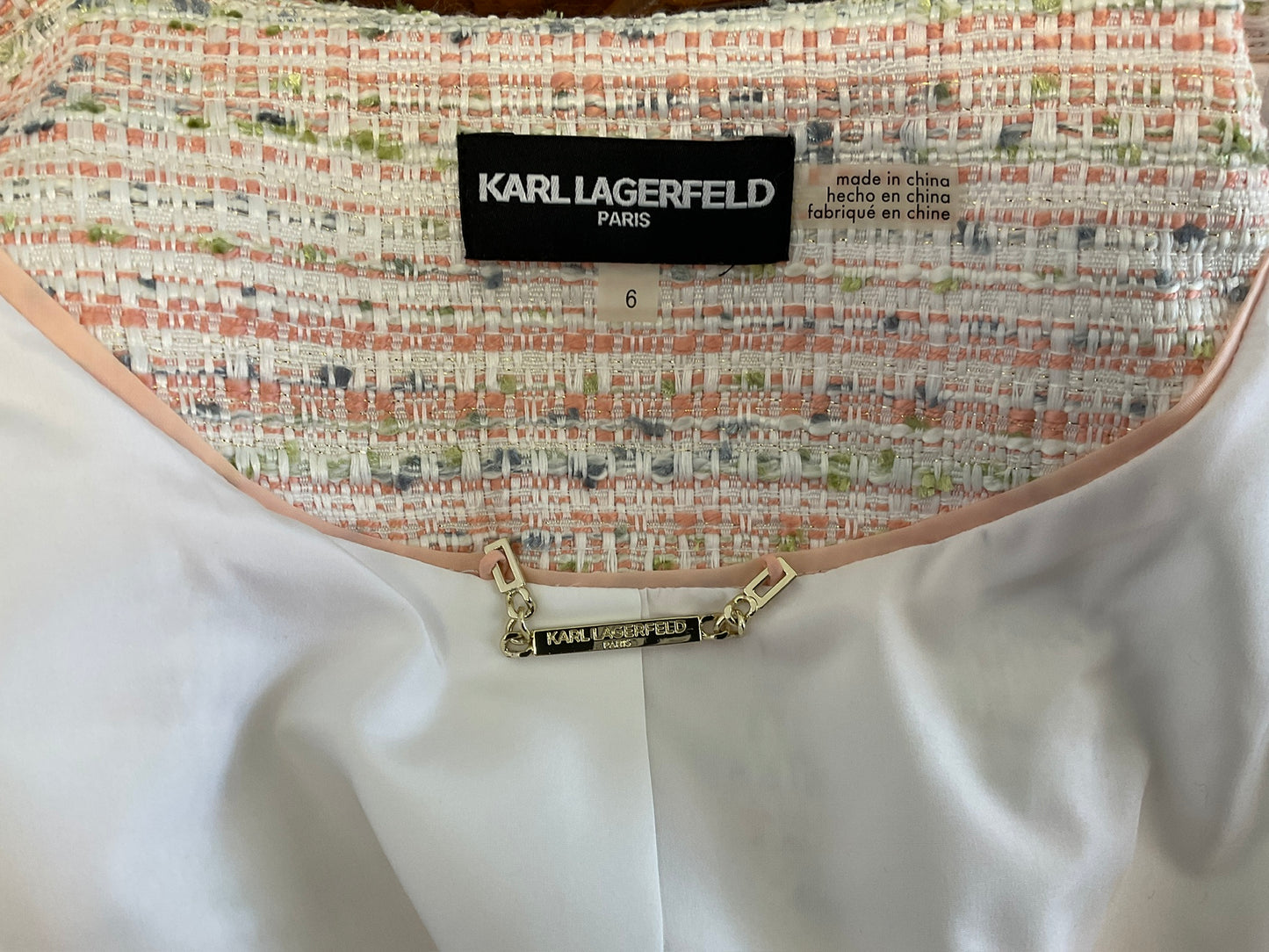 Karl Lagerfeld Paris Multicolor Short Waist Jacket, Size 6