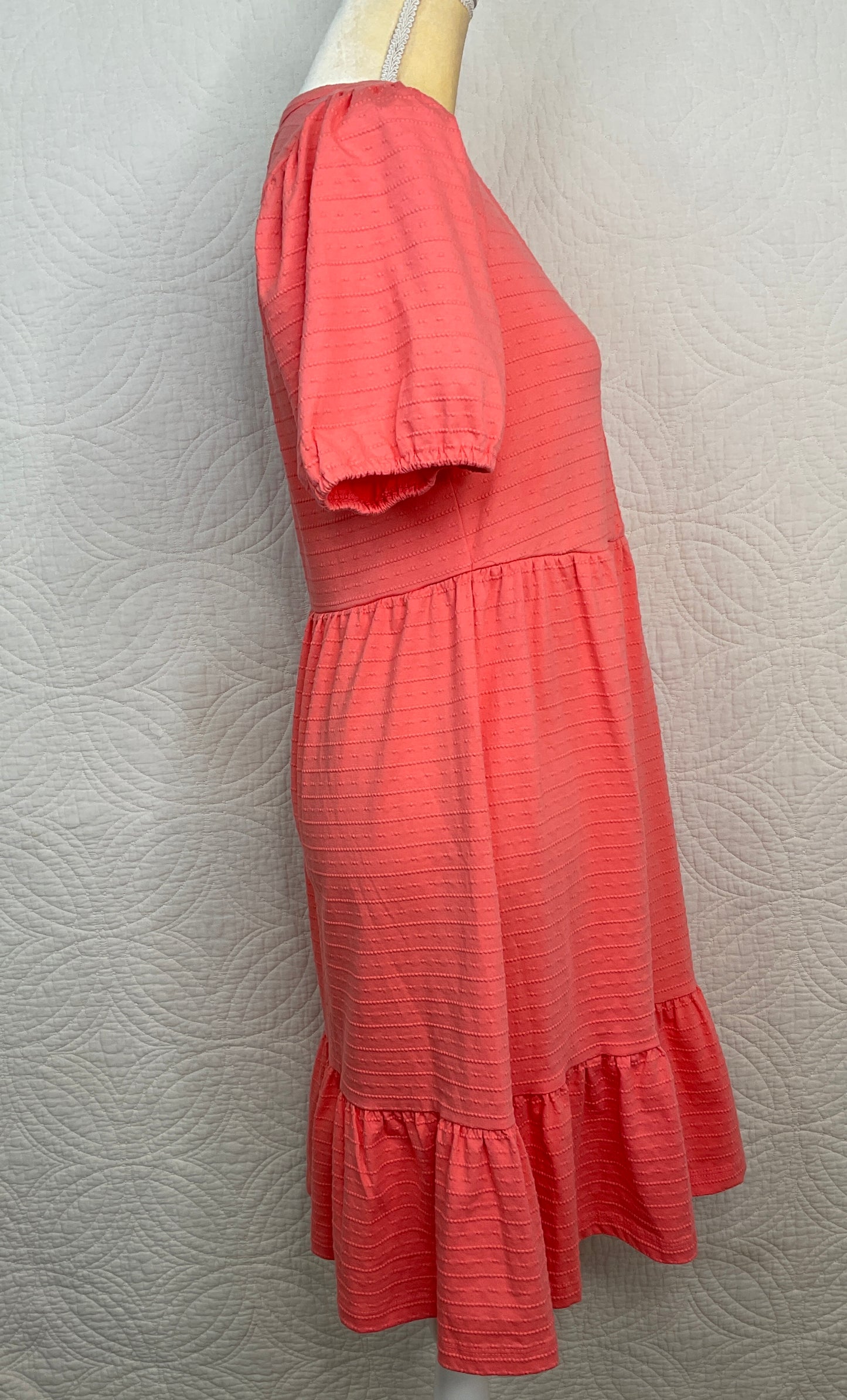 NEW!  Loft Pink Puff Sleeve Flounce Swing Dress, Size XS