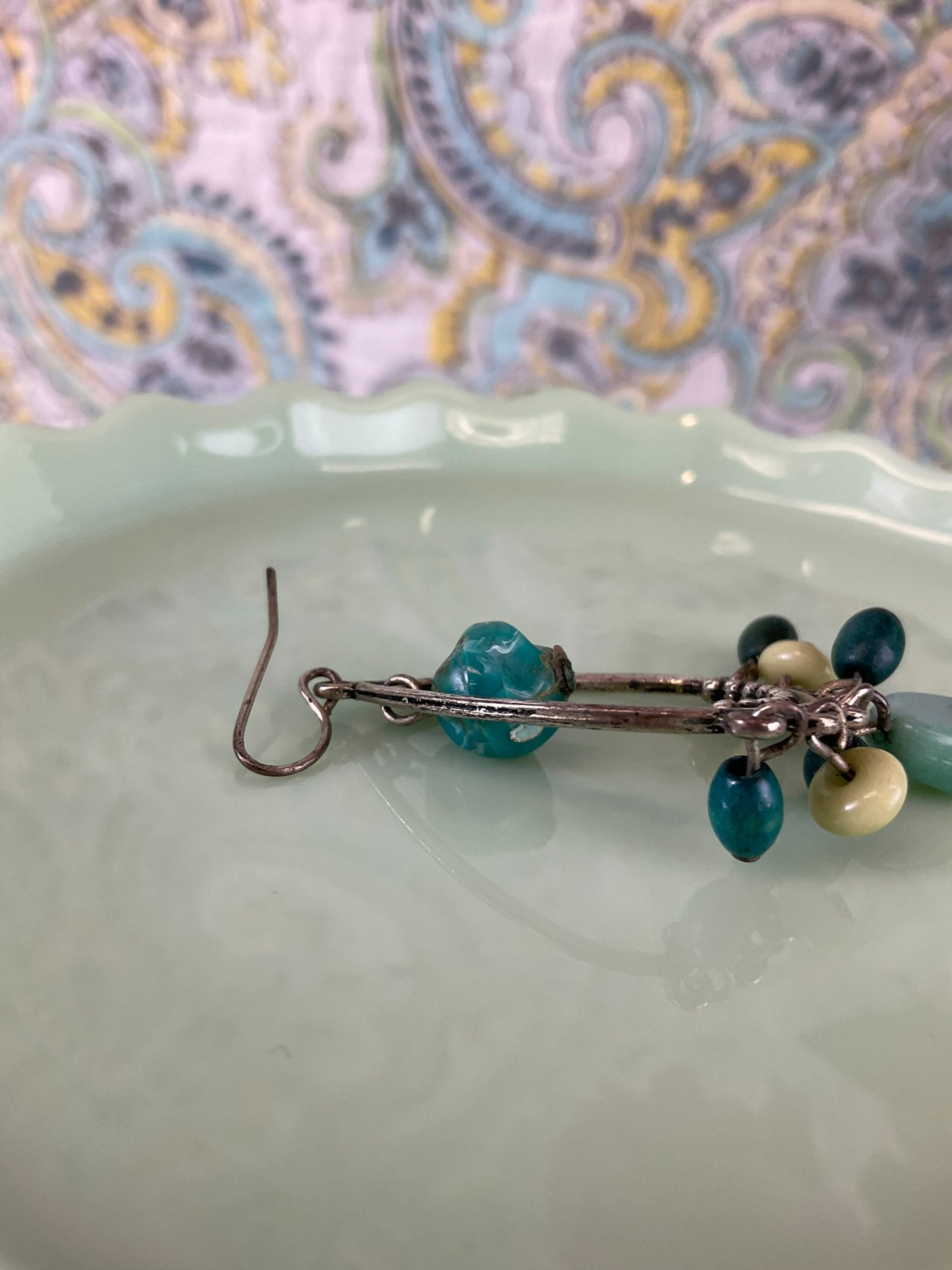 Silver Tone Turquoise Chandelier Earrings
