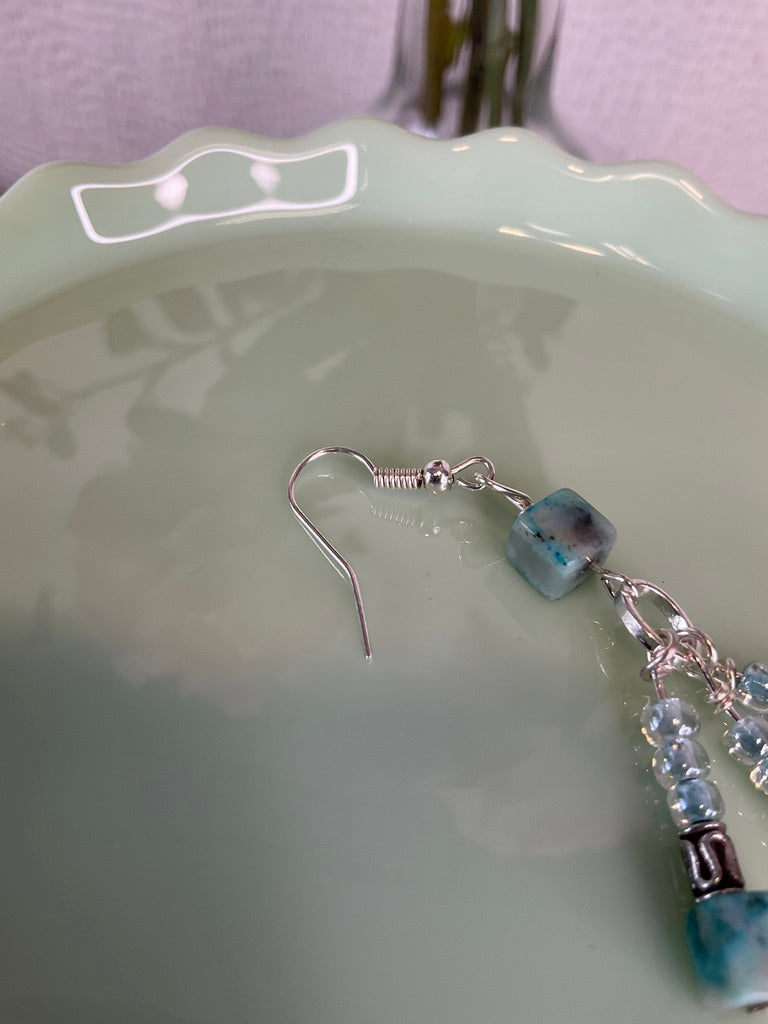 Triplet Om Bead Necklace & Earring Set, 2 pc