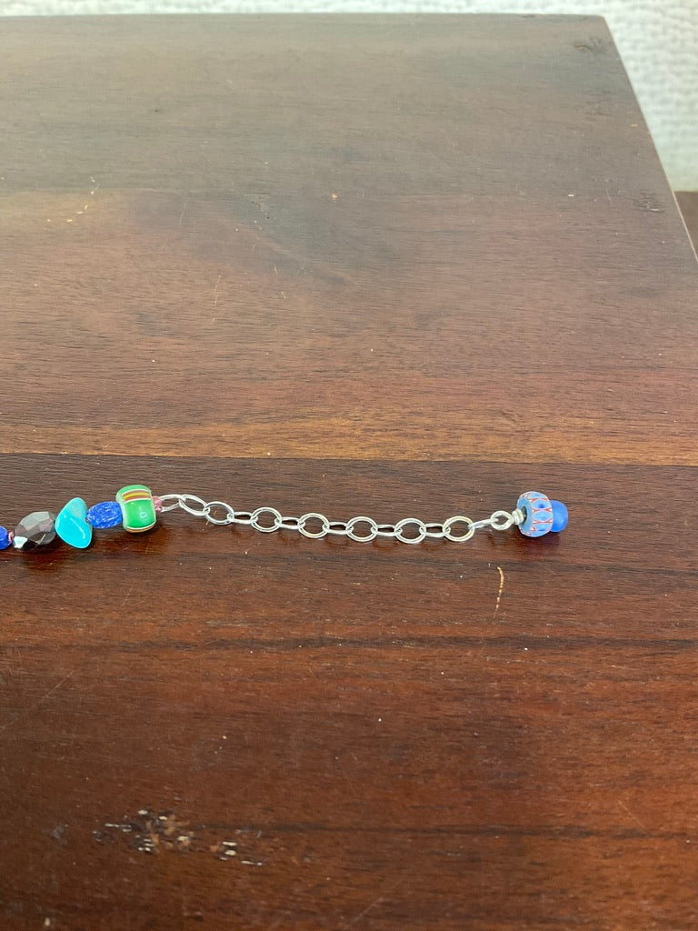 Multicolored Beaded Bracelet With Heart Charms