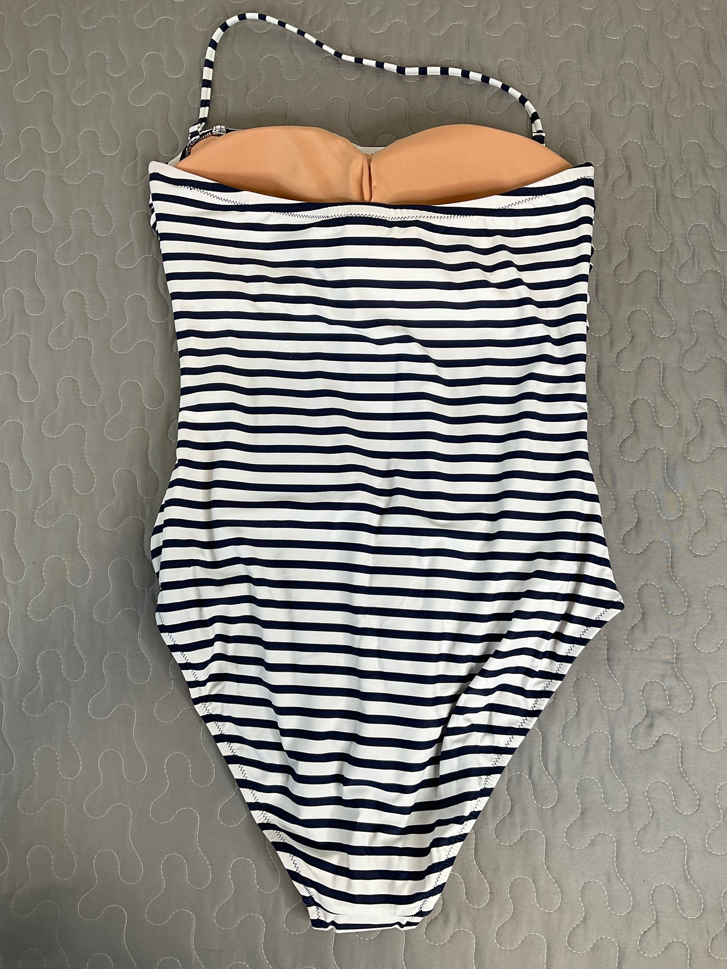 J. Crew Womens Striped Ruche Swimsuit One-Piece, Size 10