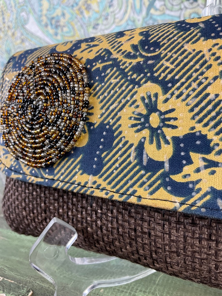 Woven Wallet with Floral Magnetic Closure