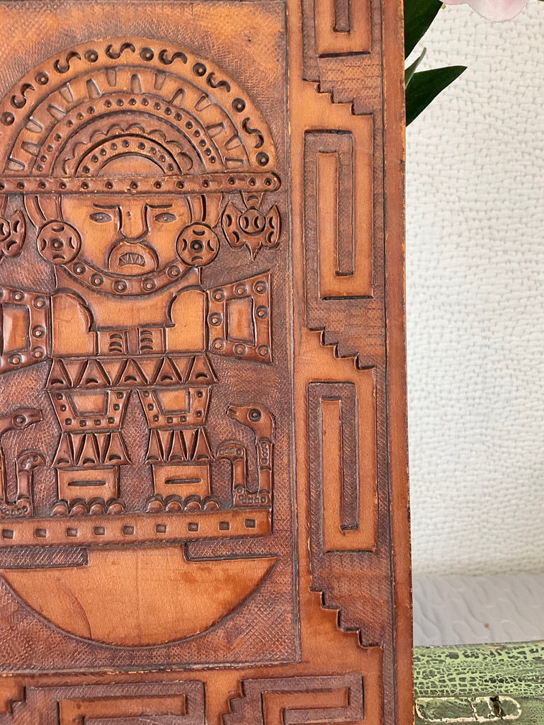CLEARANCE Aztec Engraved Wooden Decor