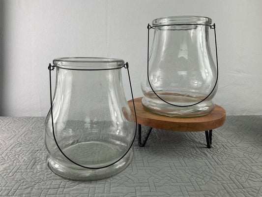 10" Glass Lantern Set, 2 Pc