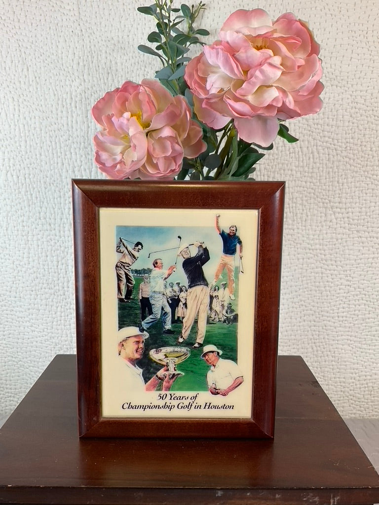 Shell Houston Open Golf 50th Anniversary 1996 Tile Top Wooden Award Box