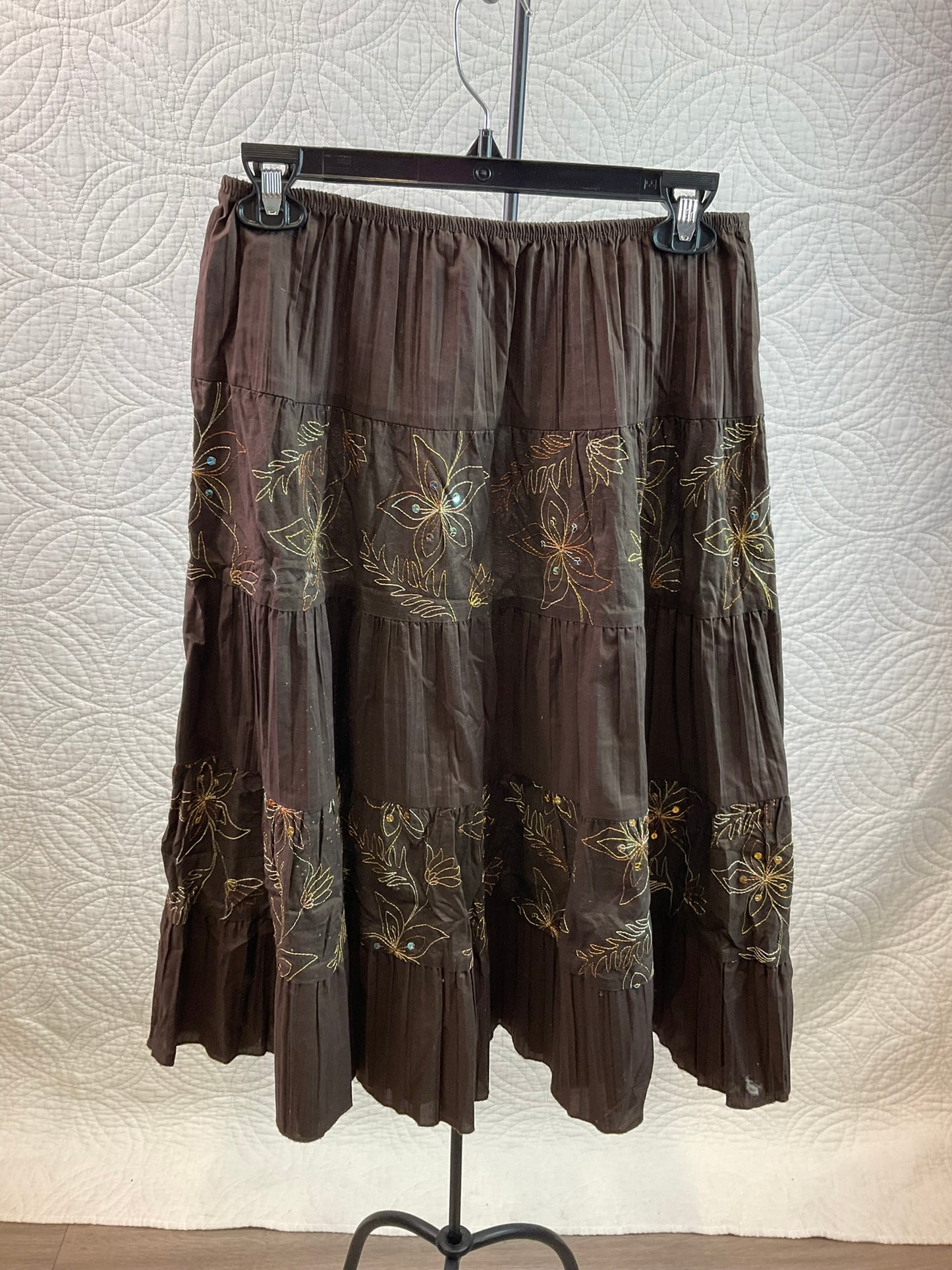 Van Heusen Brown Floral Skirt, Size M