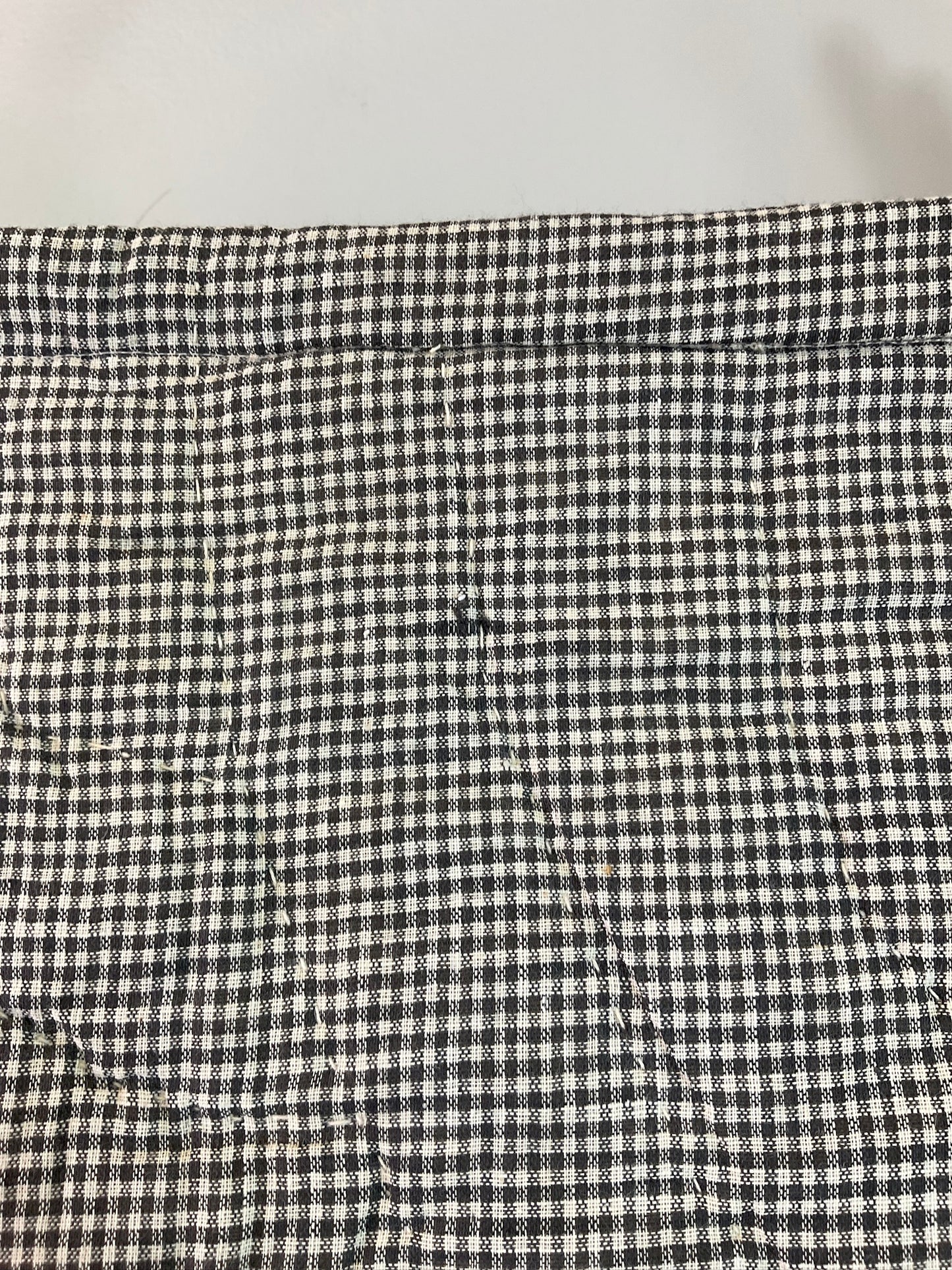 Vintage Hand Stitched Bowtie Quilt, Black & White Plaid Trim