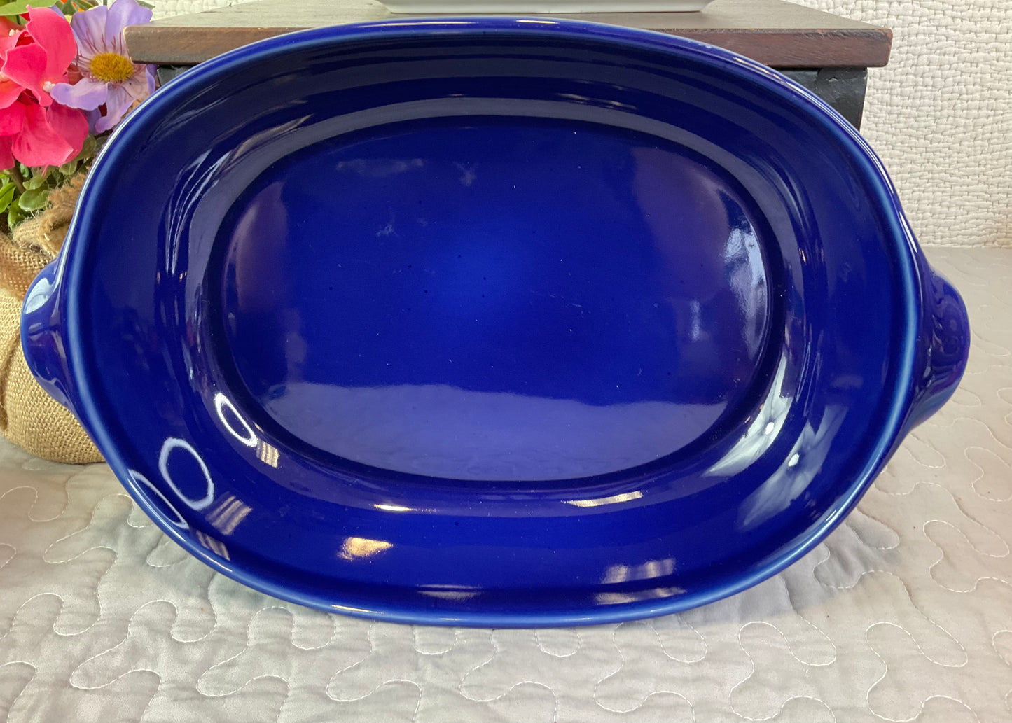 Mixcer Blue Oval Stoneware Baking Dish, 12"x9"