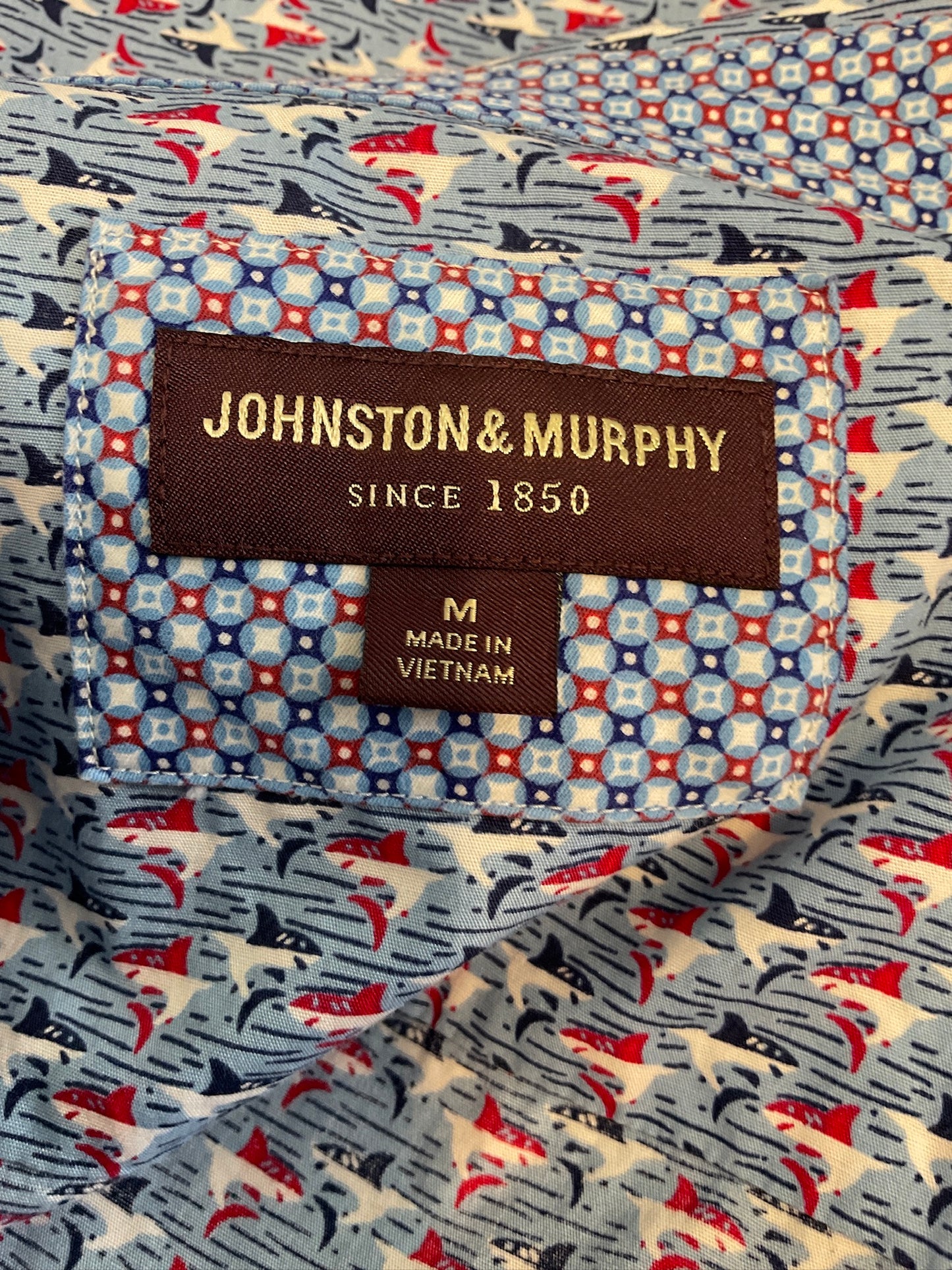 Johnston & Murphy Button Up Polo Shirt, Men Size M