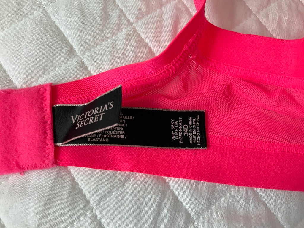 Victoria's Secret Neon Pink Push up Bra, 34D