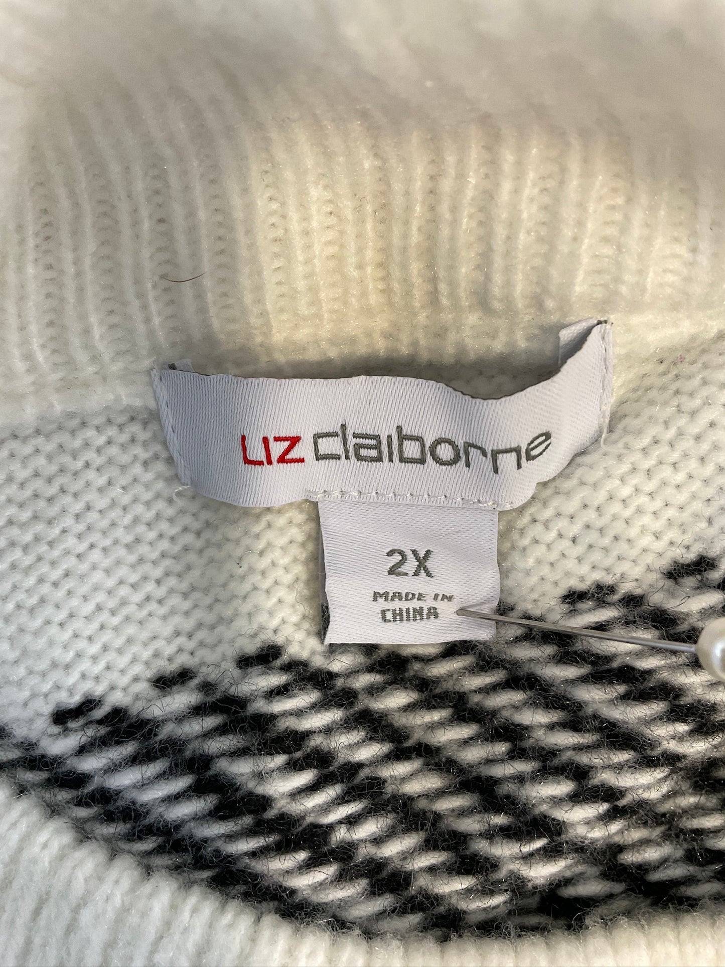 Liz Claiborne Black & White Striped Sweater, Woman 2X