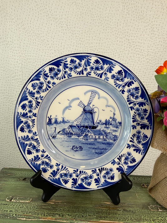 Vintage Royal Delft Blue Windmill Plate