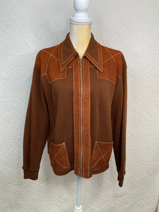 Vintage Men's Montgomery Ward Brown Jacket, Size L