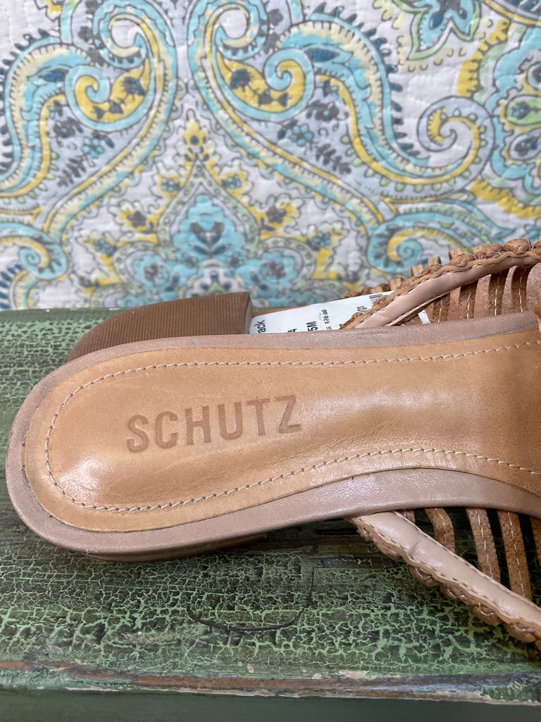 Schutz Woven Leather Mules, 7.5 M
