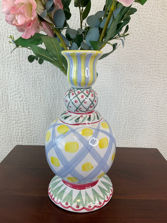 Vintage Hand Painted Multi-Colored Candle Stick Holder