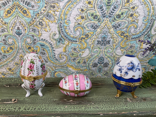 Vintage Porcelain Egg Trinkets, Sold Separately