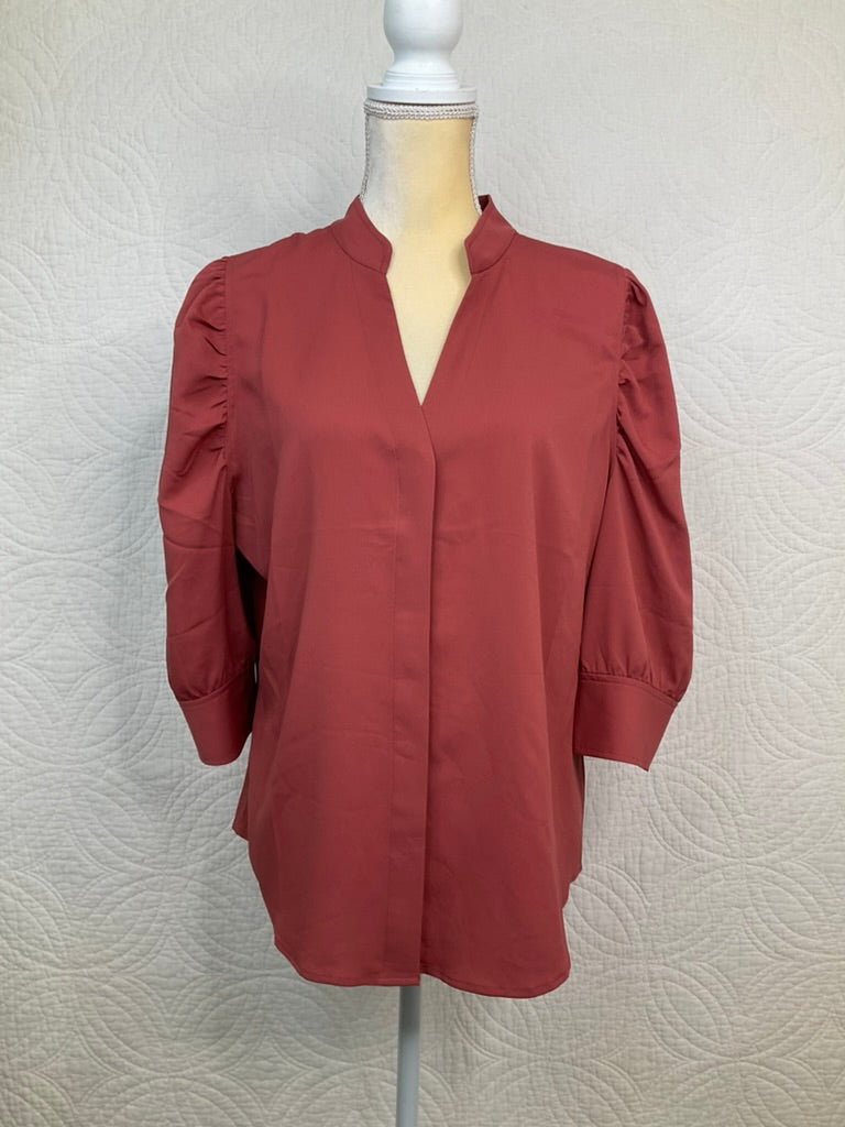 WHBM Ruched Sleeve Button Shirt, Size 14