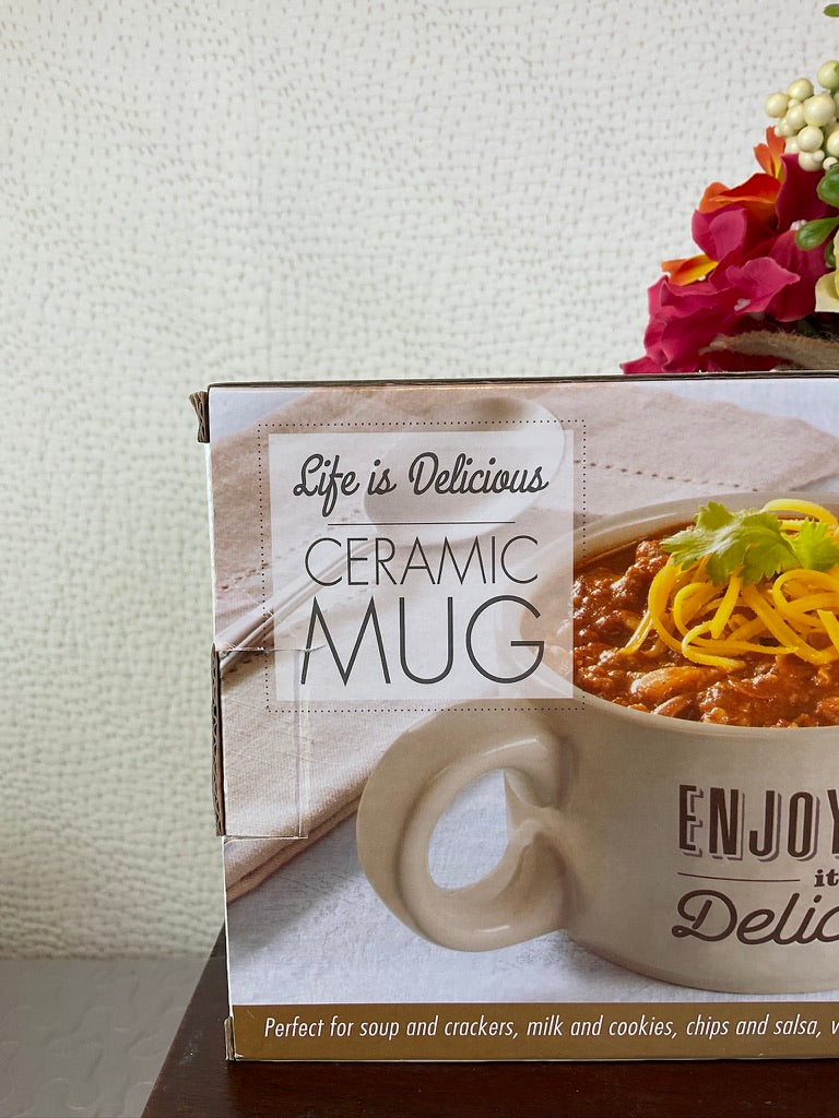 Life Is Delicious Ceramic Mug With Built-In Side Container