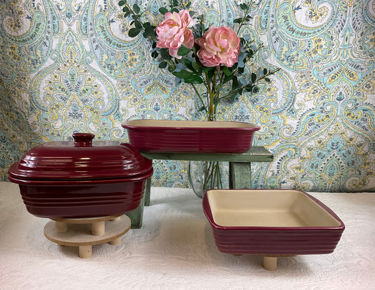 Pampered Chef Stoneware Cranberry Dishes, Sold Separately