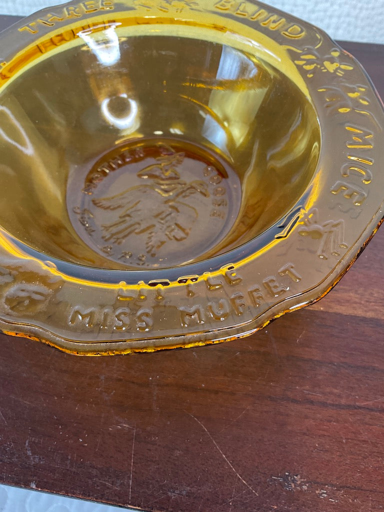Amber Glass Mother Goose Bowls, Sold Separately
