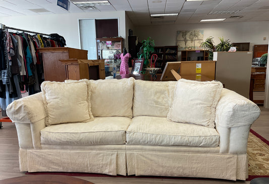 Comfy Thomasville Ivory Couch With Down Cushions