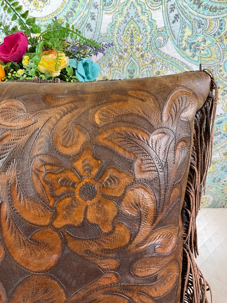 Embossed Leather Pillow
